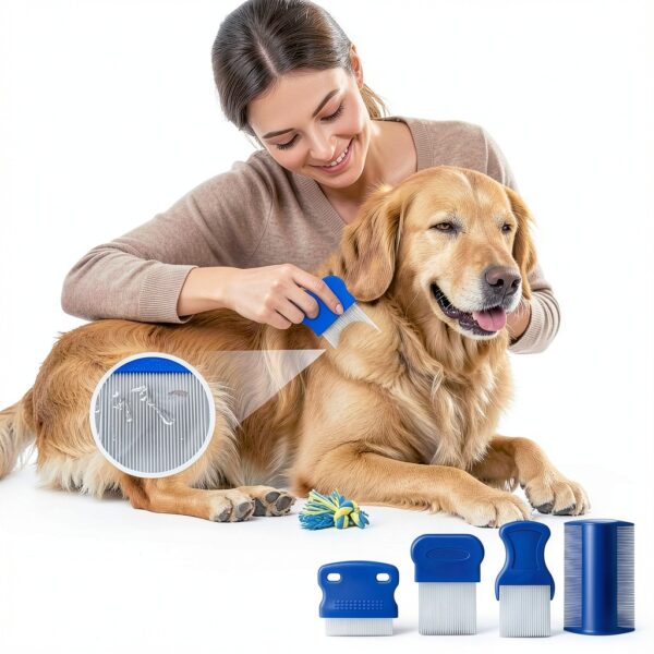 WRW Pet Grooming Comb Set Stainless Steel Rounded Tips-4