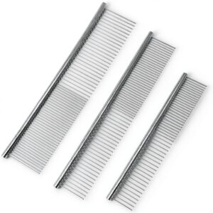 MEDUWEDU Dog Comb Stainless Steel Double Teeth Pet Grooming-0