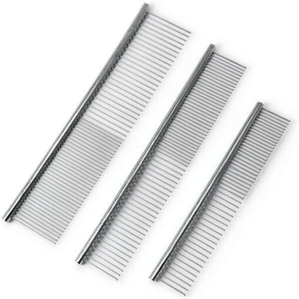 MEDUWEDU Dog Comb Stainless Steel Double Teeth Pet Grooming-0