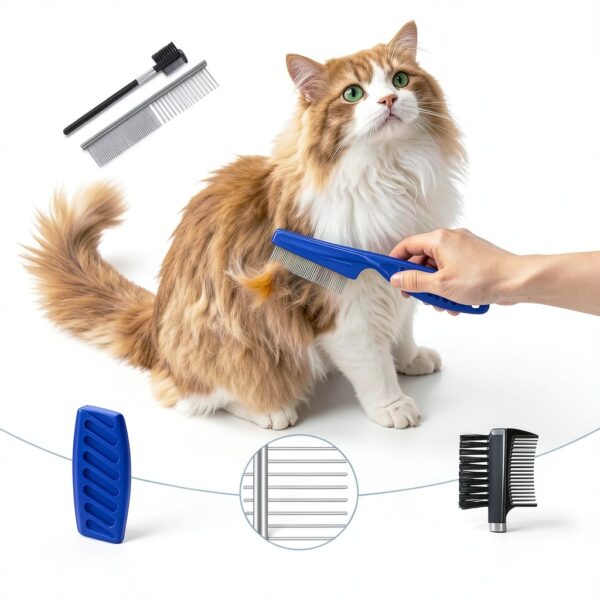 WRW Pet Grooming Comb Set Stainless Steel Rounded Tips-3