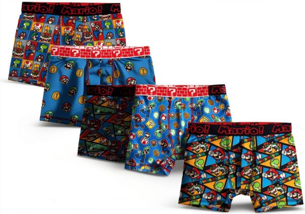 Super Mario Brothers Boxer Briefs Boys 5 Pack Soft Material-0