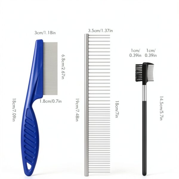 WRW Pet Grooming Comb Set Stainless Steel Rounded Tips-1