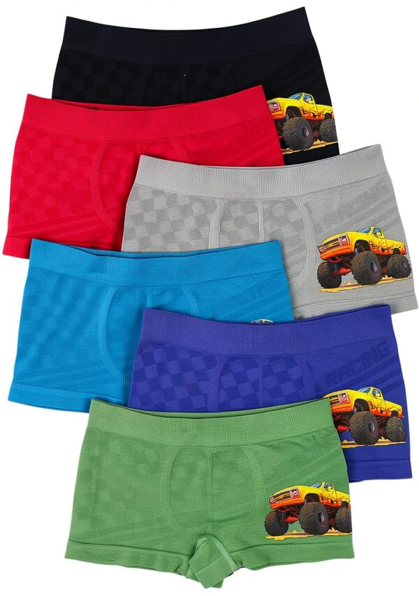 Boys Boxer Briefs Flame Decal Design Six Pack Assorted-0