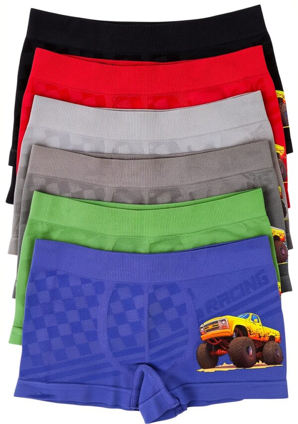 Boys Boxer Briefs Flame Decal Design Six Pack Assorted-3