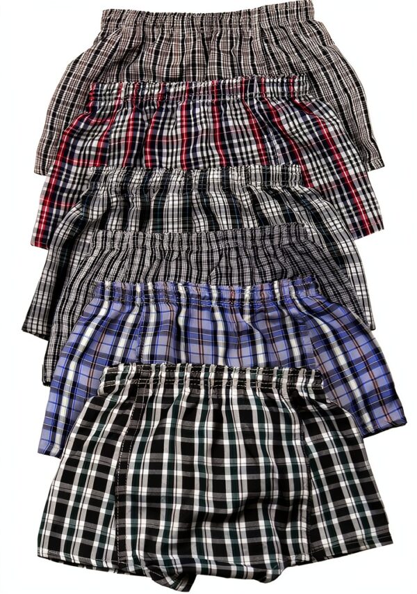 ToBeInStyle Boys Boxer Shorts Cotton Blend Plaid Patterns-5