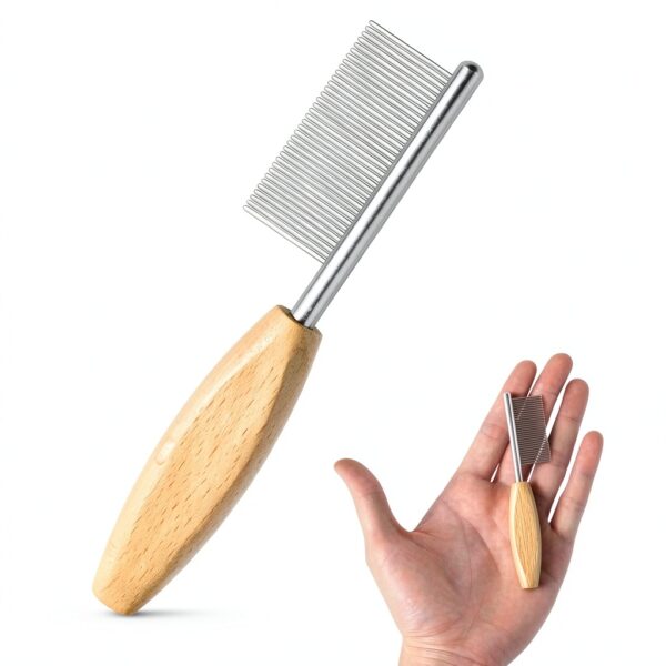STA Pet Grooming Comb Wooden Handle Metal Teeth Detangling-0