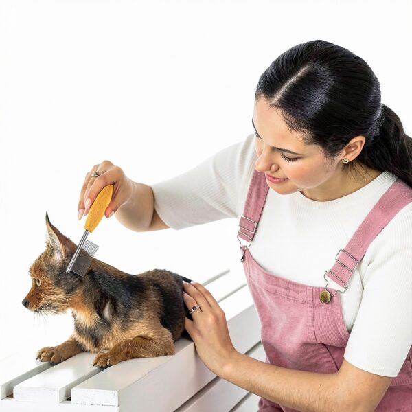STA Pet Grooming Comb Wooden Handle Metal Teeth Detangling-6