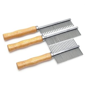 SEIFUD Pet Comb Wooden Handle Grooming Brush for Cats Dogs-0