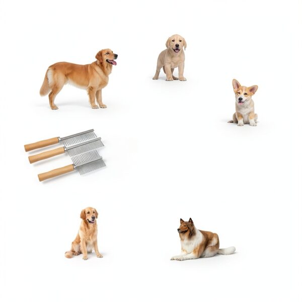 SEIFUD Pet Comb Wooden Handle Grooming Brush for Cats Dogs-2
