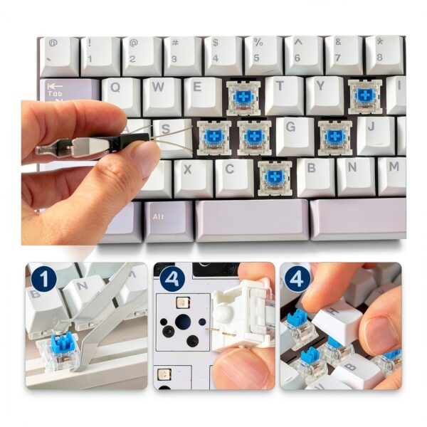Blue Keyboard Switches Deftomo Clicky Tactile DIY Kit 50pcs-2