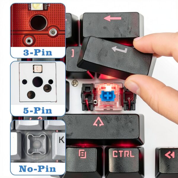 Blue Keyboard Switches Deftomo Clicky Tactile DIY Kit 50pcs-5